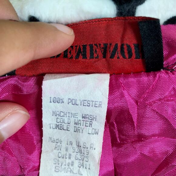 Vintage Misdemeanor Coat Black White Cow Print Boutique Animal Silk Lined S - Picture 7 of 13